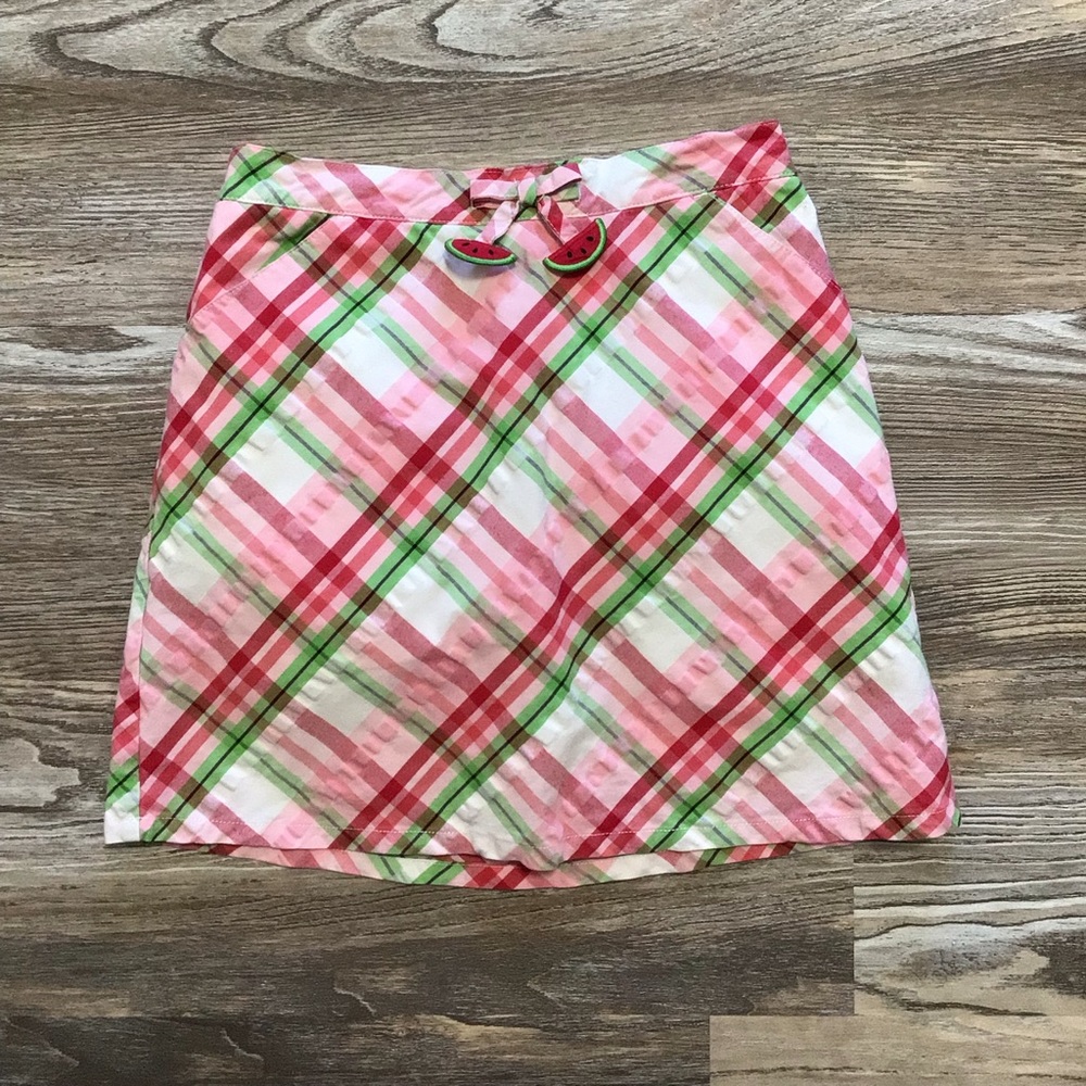 Gymboree Plaid Watermelon Seersucker Skort Pink Green White 9